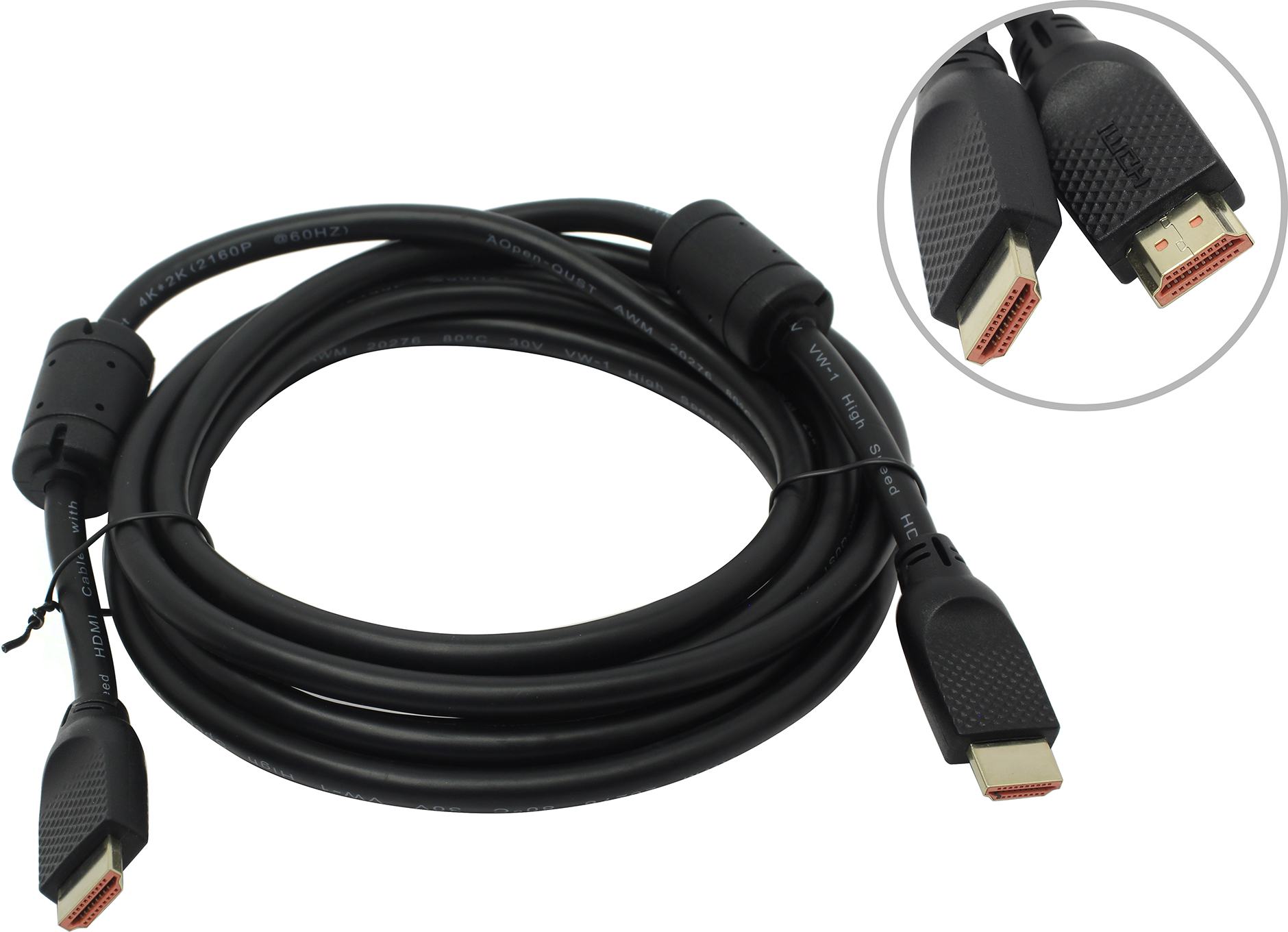 Кабель Aopen HDMI (m) - HDMI (m), 1.8м, черный