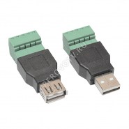 USB (female/male) удлинитель по витой паре, AM-AF/RJ45, под зажимные винты
